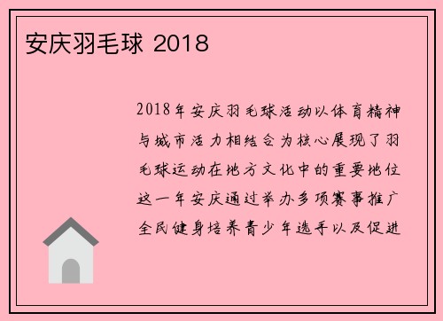 安庆羽毛球 2018